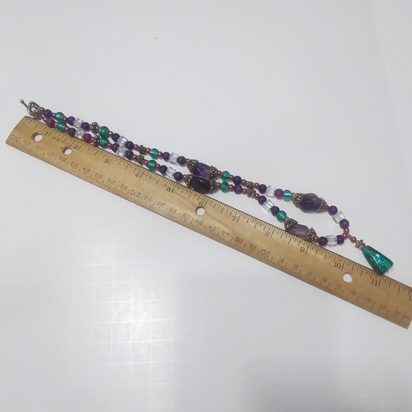 Pink, Green & Purple Beaded Necklace - Picture 9 of 9